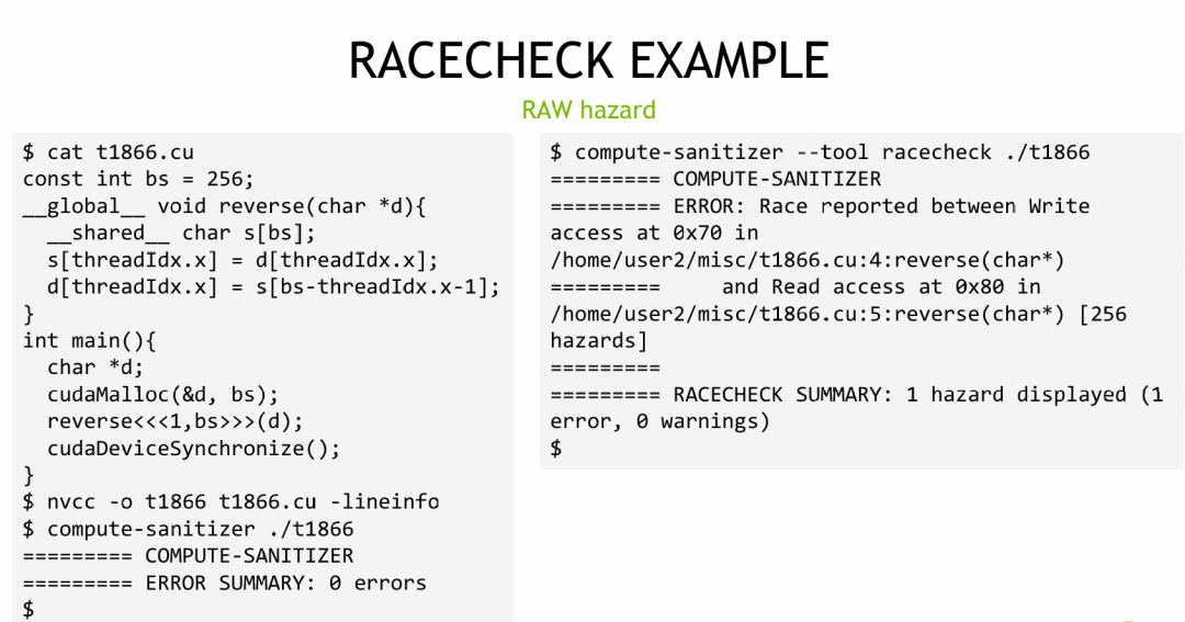 racecheck数据竞争错误报告