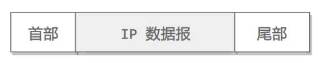 展示数据帧由首部、IP数据报和尾部组成的结构图