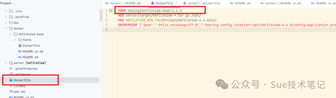外层构建kkfileview的Dockerfile，显示基础镜像标签
