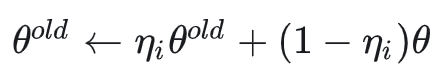 旧模型参数滑动平均更新公式
