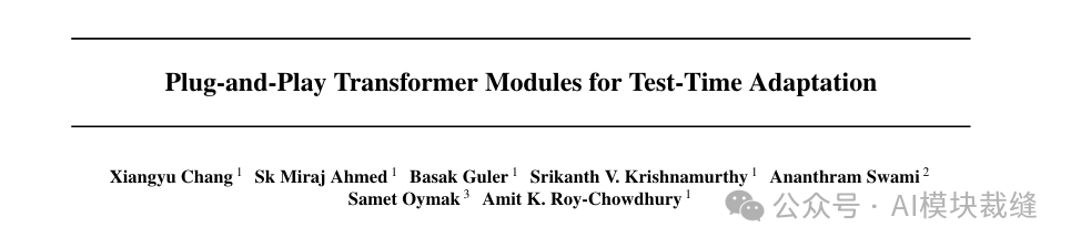 PLUTO论文封面：Plug-and-Play Transformer Modules for Test-Time Adaptation
