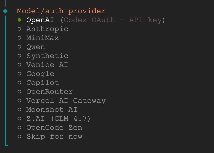 选择AI模型提供商，选中OpenAI