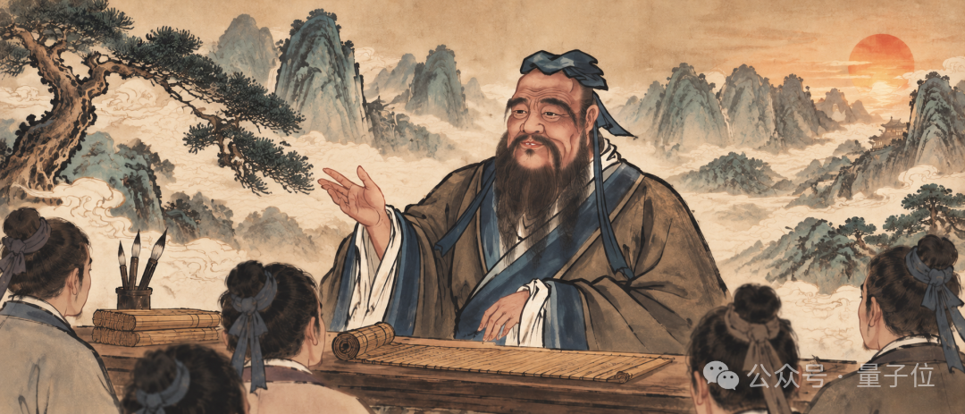 古代长者讲学水墨画插图