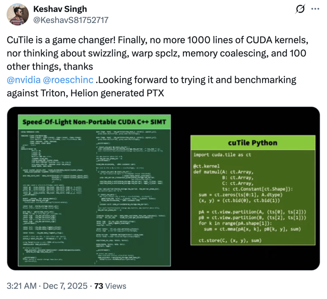 对cuTile的积极评价