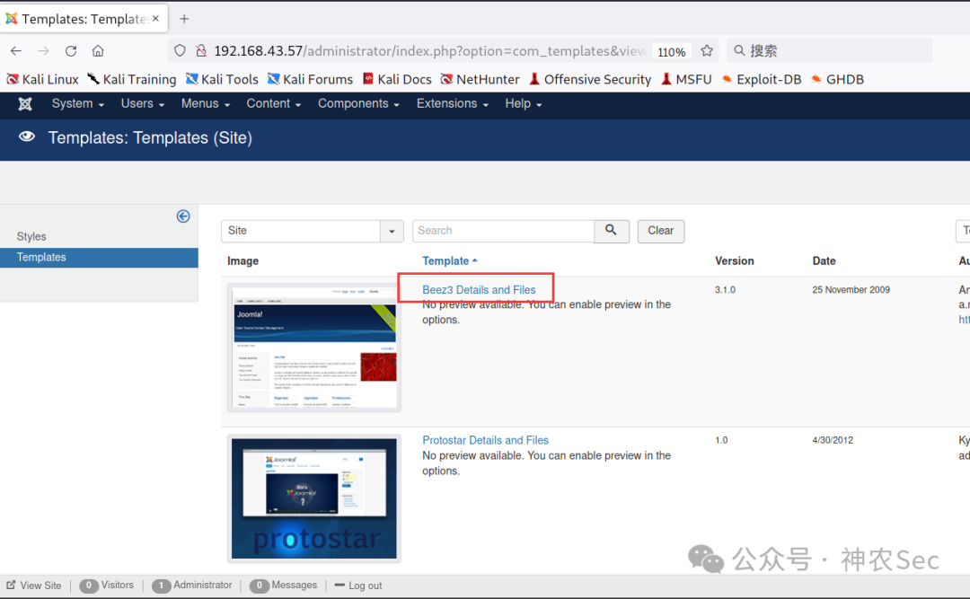 Joomla 模板列表