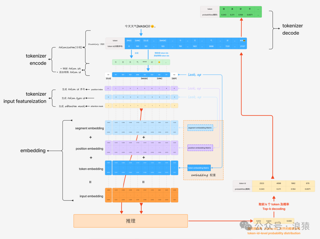 BERT模型MLM任务全局工作流程