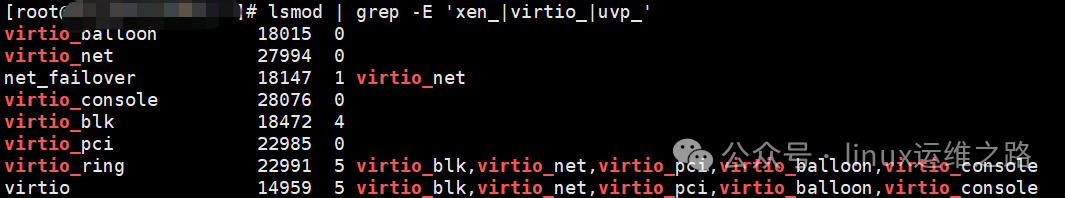 检查virtio等内核模块截图