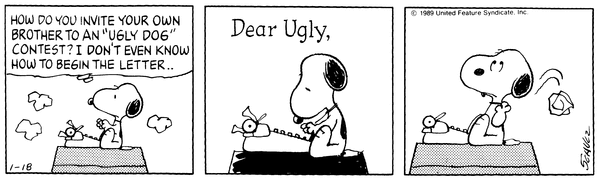 史努比写信邀请奥拉夫的漫画