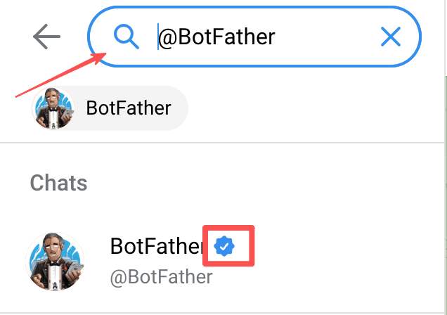 在Telegram中搜索BotFather