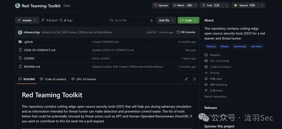 Red-Teaming-Toolkit GitHub 仓库页面