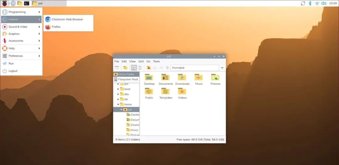 树莓派操作系统桌面环境截图