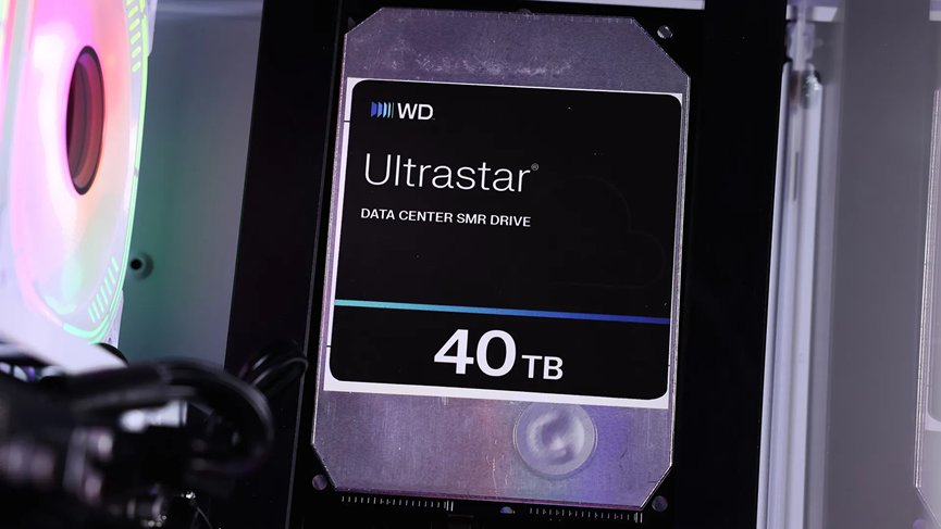 安装在机箱内的西部数据40TB Ultrastar硬盘
