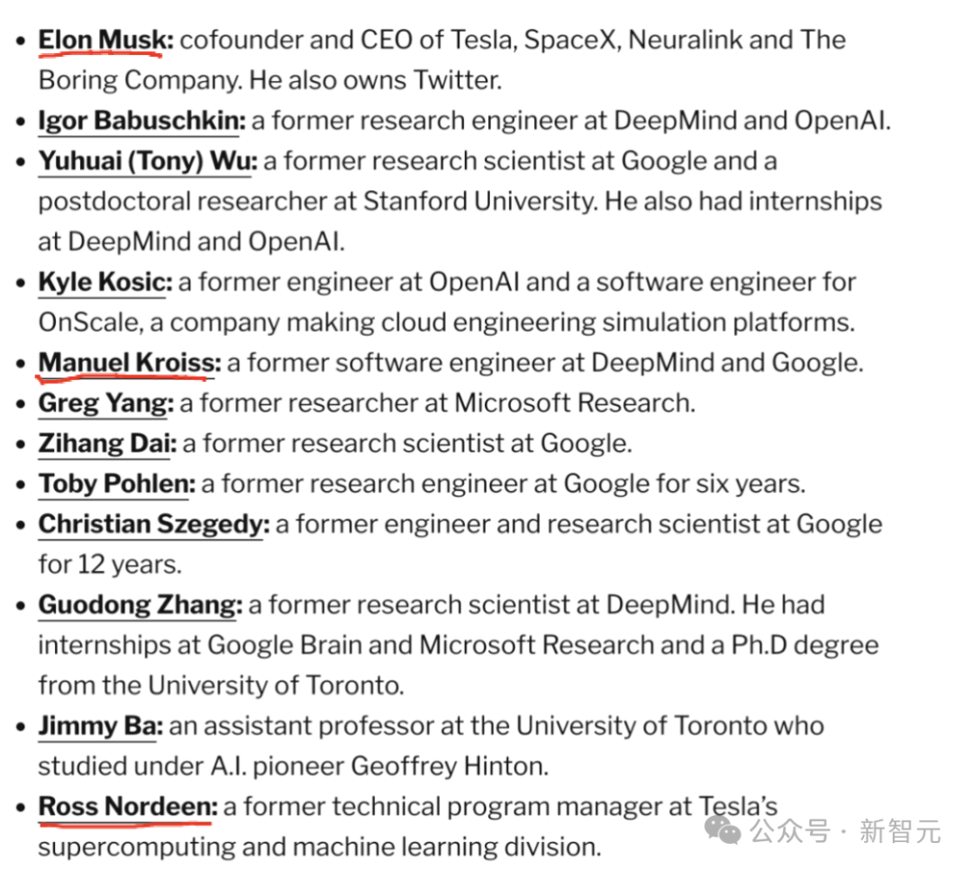 xAI 12位联合创始人名单，其中多人已标注离开