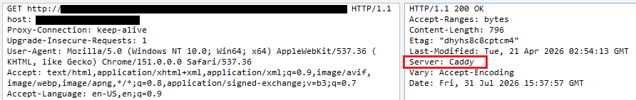 HTTP 响应头 Last-Modified 字段高亮,显示 .htaccess 文件时间戳