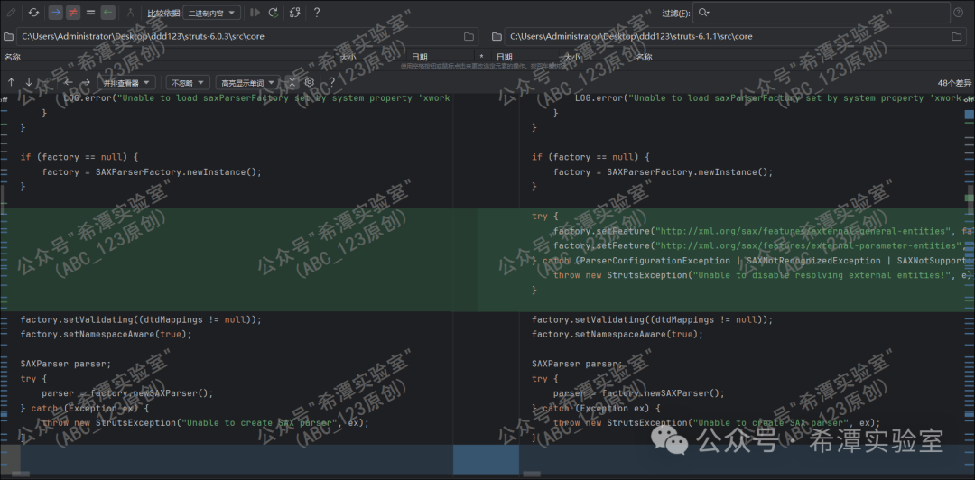 Struts2 6.0.3与6.1.1版本DomHelper类代码对比