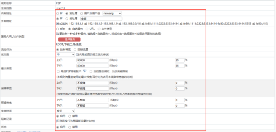 网络流量规则配置,IP协议TCP/UDP/ICMP、带宽限制等高级设置