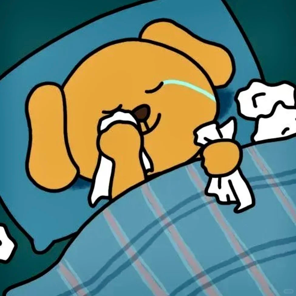 卡通小狗生病卧床的表情包