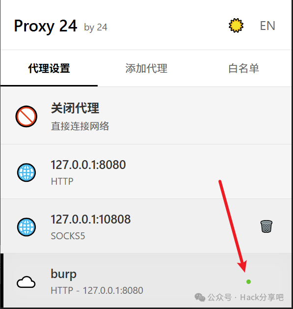 Proxy24代理设置界面显示代理列表