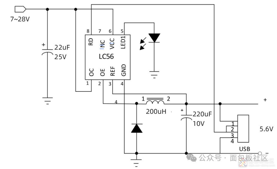 基于LC56芯片的电源电路原理图