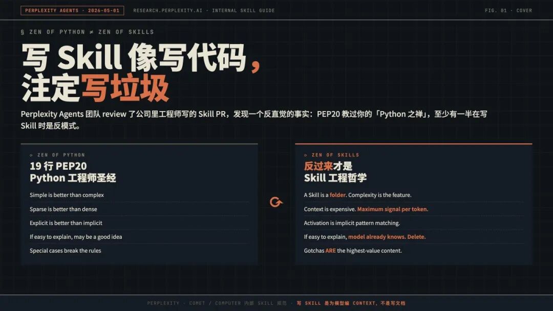 Perplexity 内部 Skill 规范封面图：写 Skill 像写代码，注定写垃圾