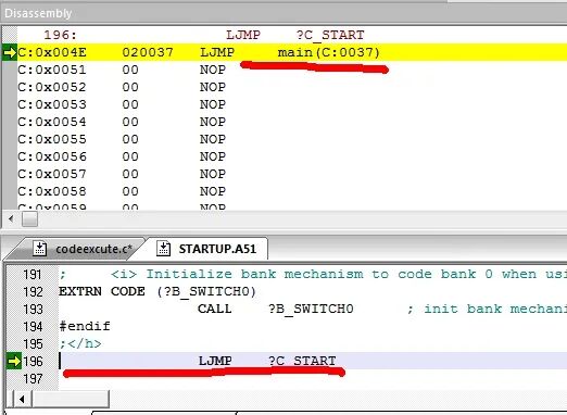 STARTUP.A51反汇编代码跳转至main函数