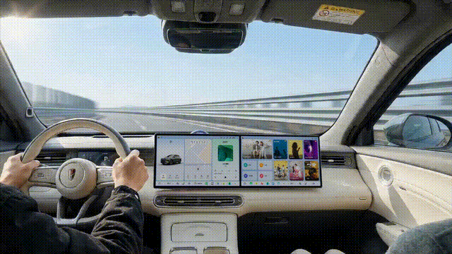 车内交互场景：红旗座舱在不同环境下的导航与信息展示