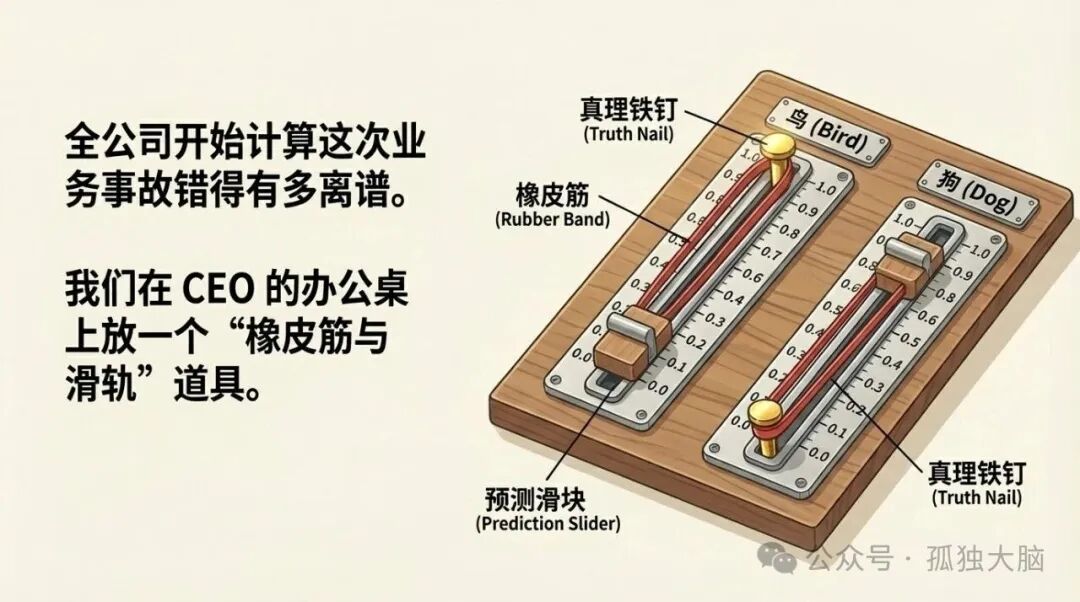 用于计算误差的“橡皮筋与滑轨”道具