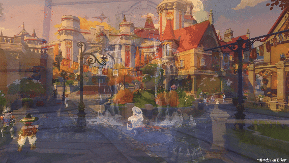 洛克王国童话风格小镇场景