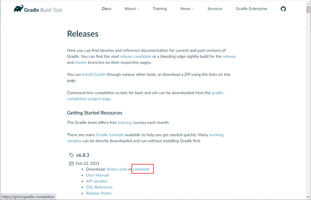 Gradle 6.8.3 版本下载页面