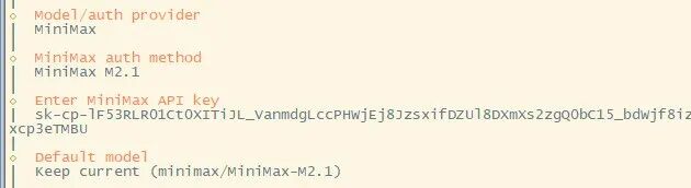 Minimax模型配置界面