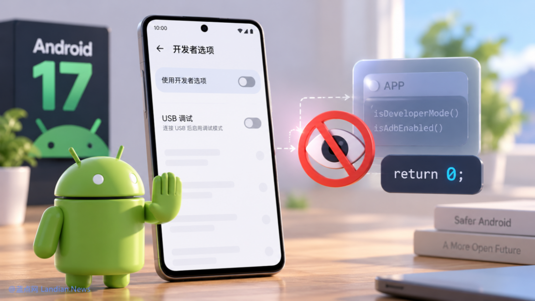 Android 17开发者选项与USB调试状态检测示意图