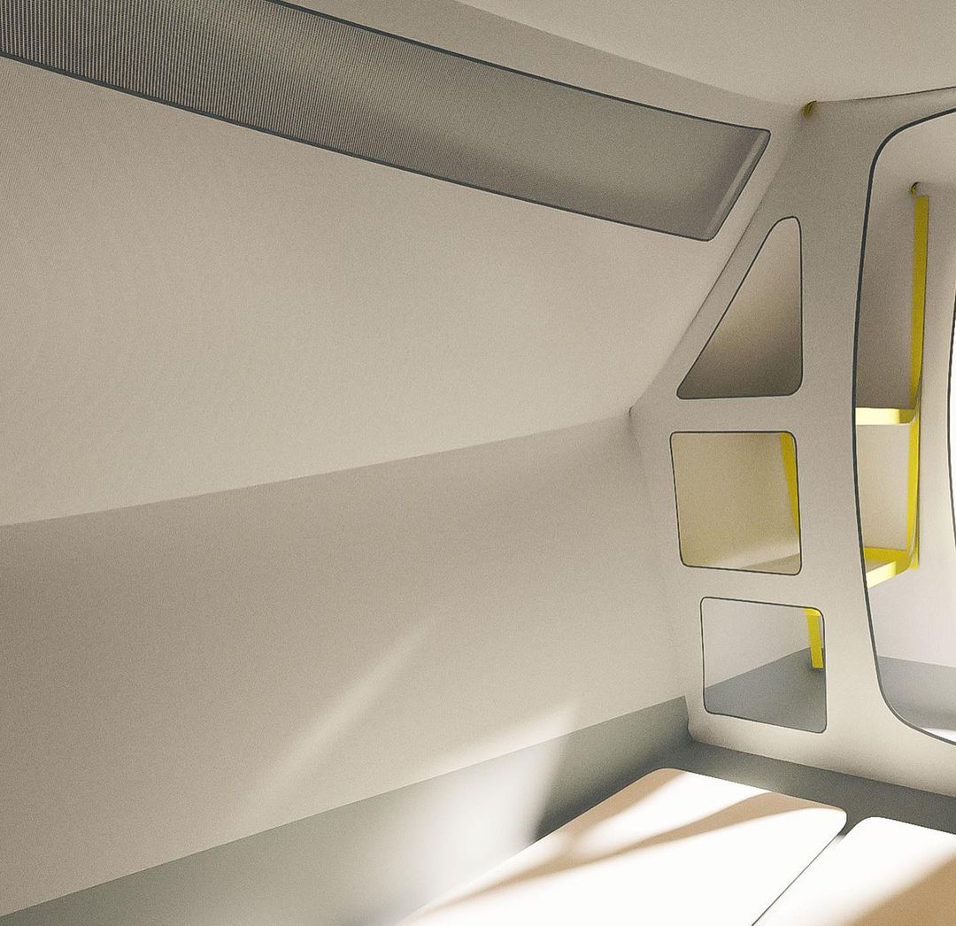 简约室内空间与黄色楼梯