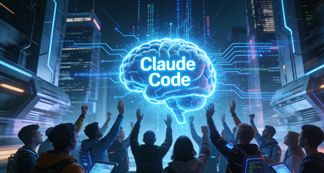 描绘Claude Code概念的未来科技城市夜景图