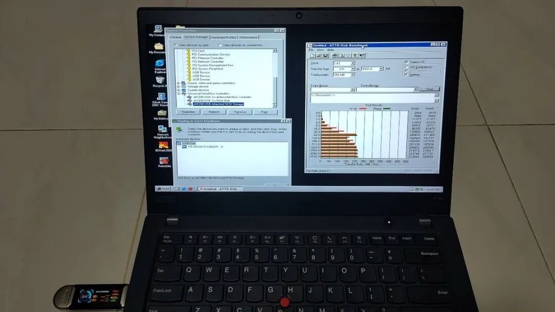 Windows 98 SE 下 ATTO Disk Benchmark USB 3.0 读写速度测试