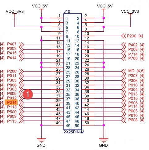 瑞萨RA2L1开发板50针接口电路原理图