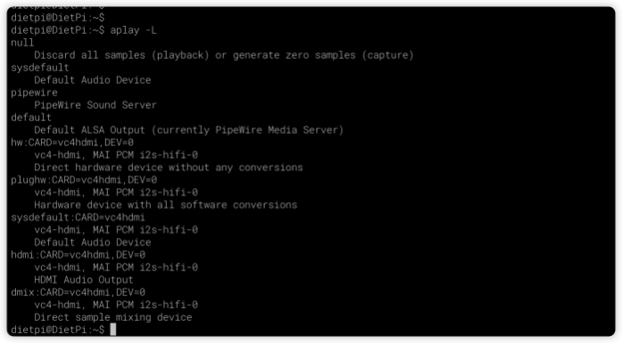查看音频设备列表