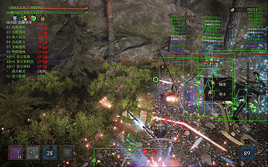 游戏战斗动图，展示“卢仙的微笑”与“祖国人激光眼”组合技的效果