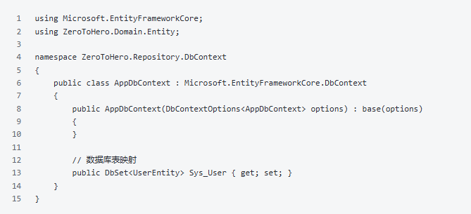 AppDbContext 数据库上下文定义