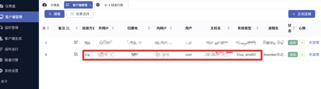 C2平台显示主机成功上线