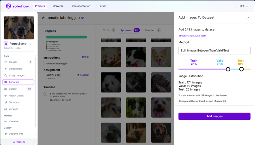 Roboflow将自动标注结果加入数据集