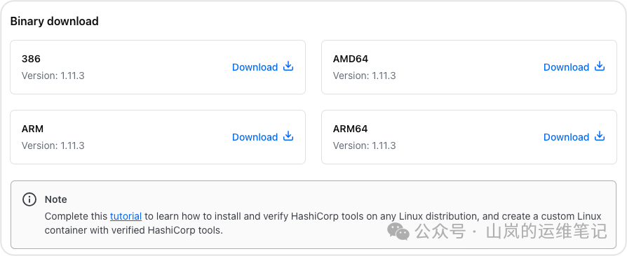 Terraform二进制下载页面
