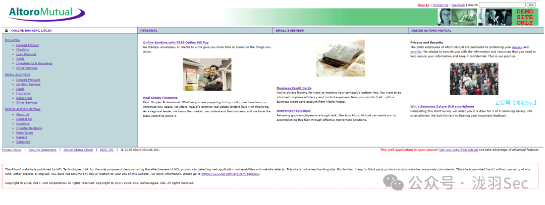 AltoroMutual在线银行演示站点