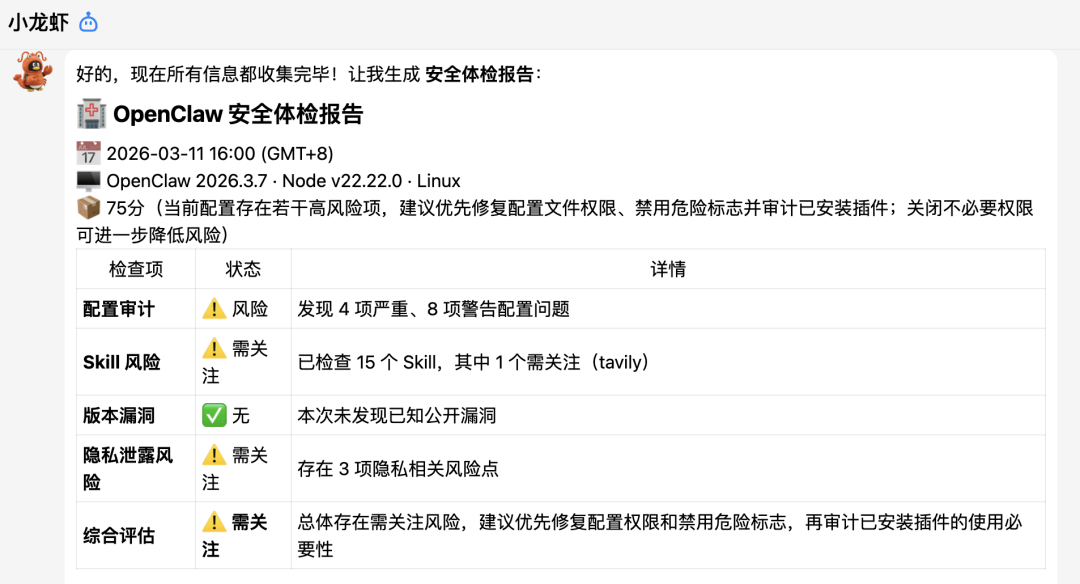 OpenClaw安全体检报告示例