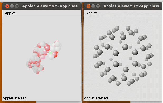 Applet Viewer中的3D分子模型效果