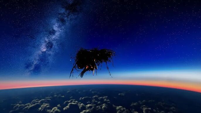 玩家“飞向太空”的场景截图