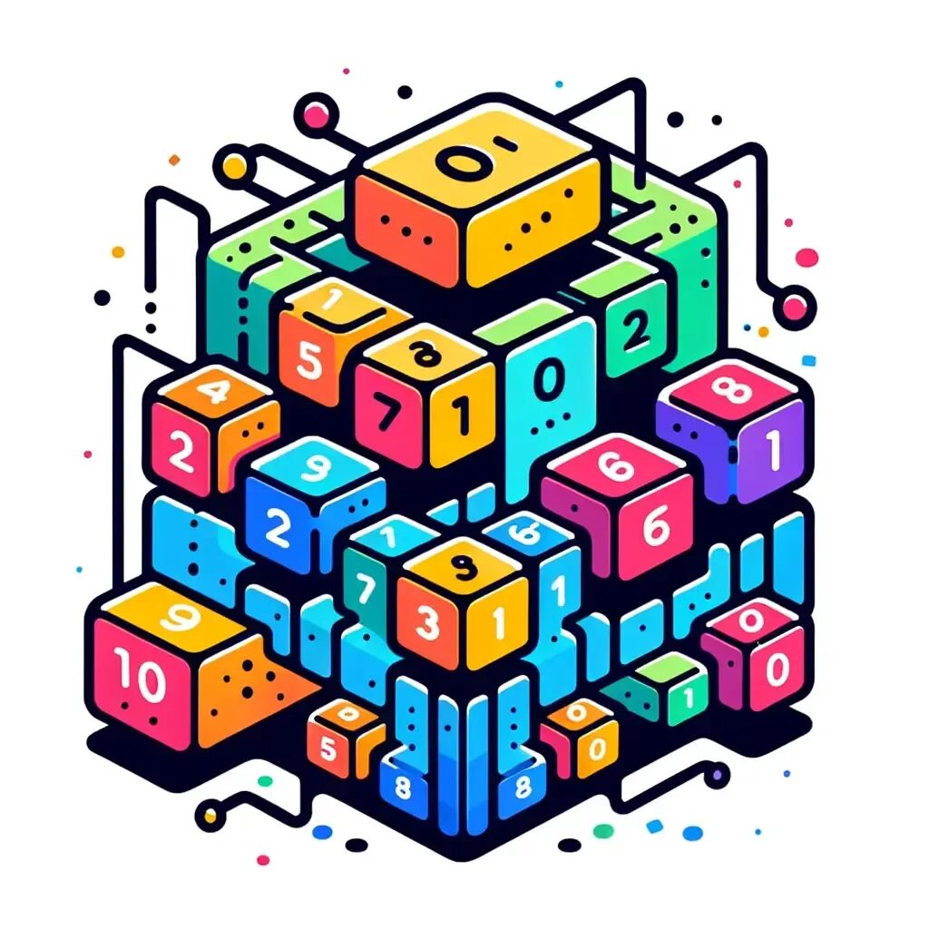 彩色骰子排列比喻数组结构