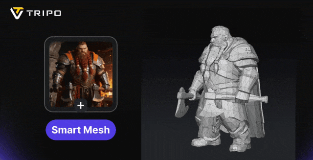 TRIPO生成红胡子战士3D角色模型过程图