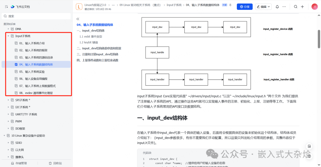 输入子系统数据结构体input_dev结构图及相关API说明