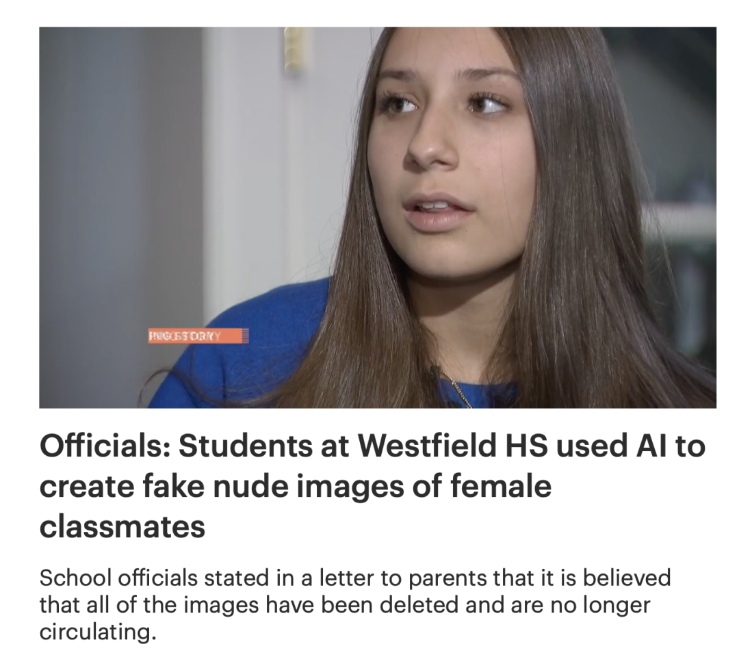 News12关于韦斯特菲尔德高中AI生成虚假图片事件的报道截图