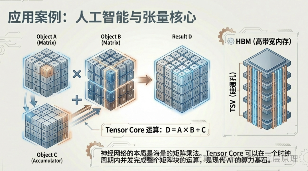 Tensor Core运算与HBM内存示意图